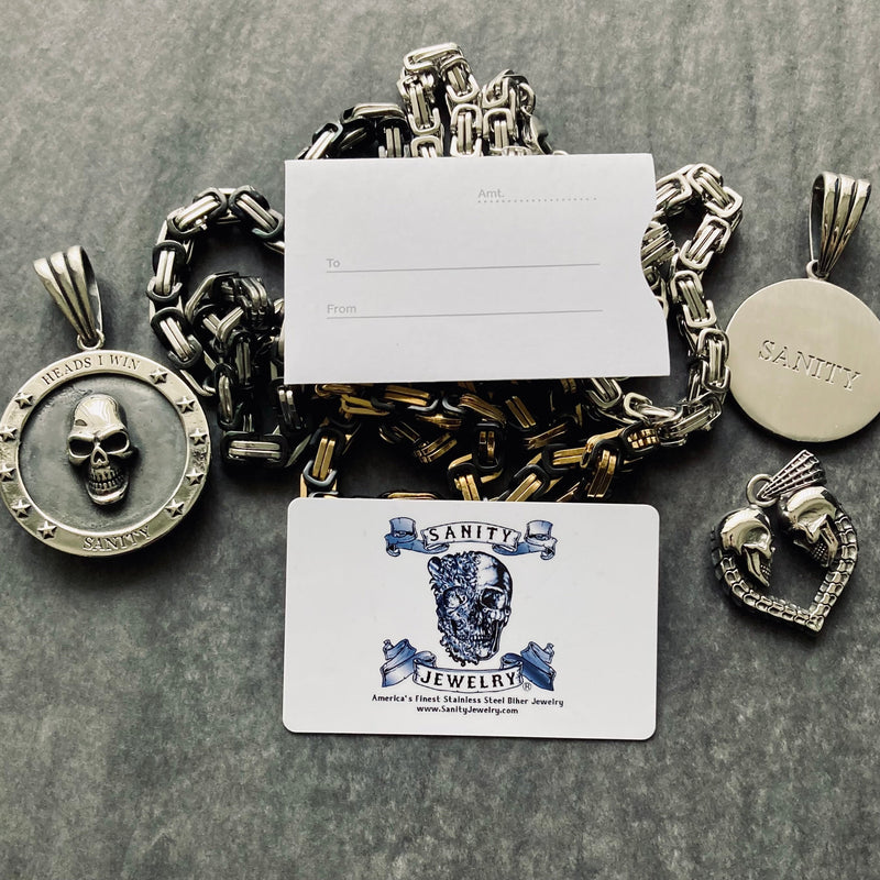 Sanity Jewelry Gift Cards " "A Gift of Good Taste" " Email-Gift Certificates- Sanity Jewelry - Any Denomination!