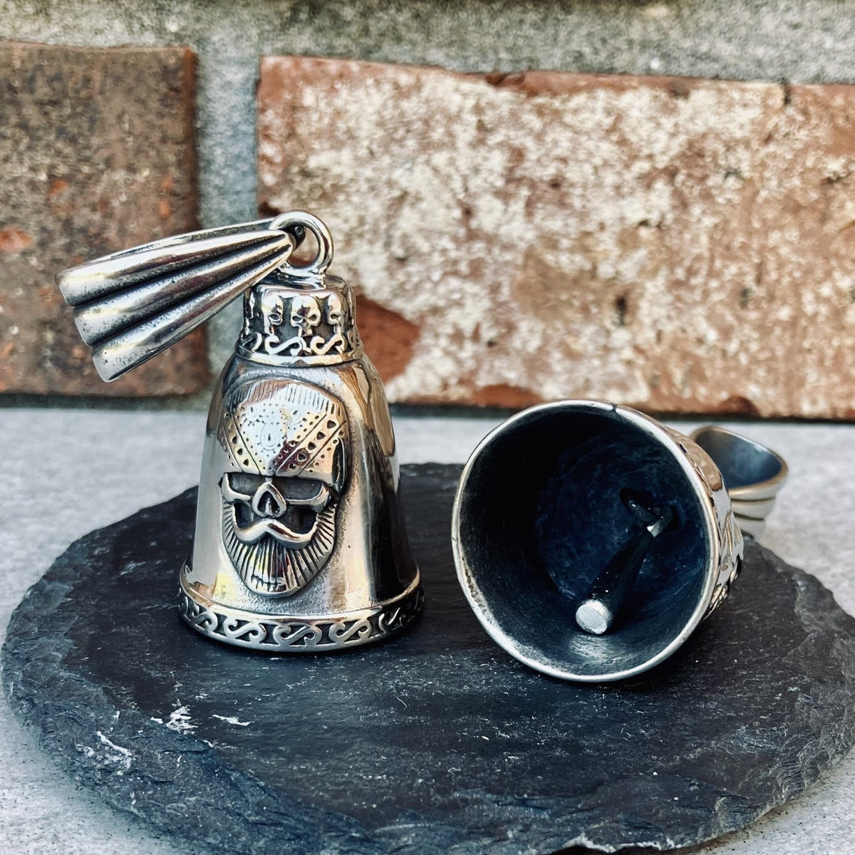 小物 narrow P'S GUARDIAN BELL BRASS Not Today Satan Brass Skull Motorcycle Guardian Gremlin Bell