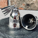 Sanity's Guardian/ Gremlin Bells - God - GB21 Guardian Bell Biker Jewelry Skull Jewelry Sanity Jewelry Stainless Steel jewelry