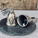 Sanity's Guardian/ Gremlin Bells - Skull and Pot Leaf - GB19 Guardian Bell Biker Jewelry Skull Jewelry Sanity Jewelry Stainless Steel jewelry