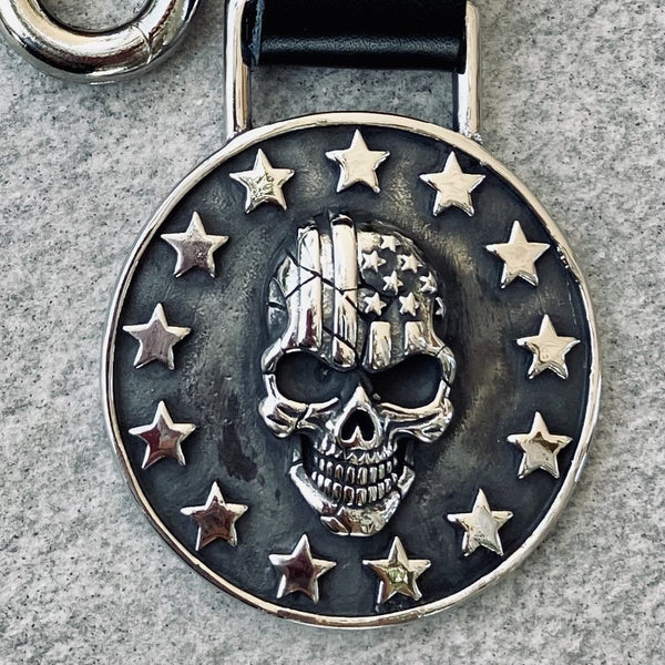 American Flag Skull & Stars Keychain - KC29 Key Chain Biker Jewelry Skull Jewelry Sanity Jewelry Stainless Steel jewelry