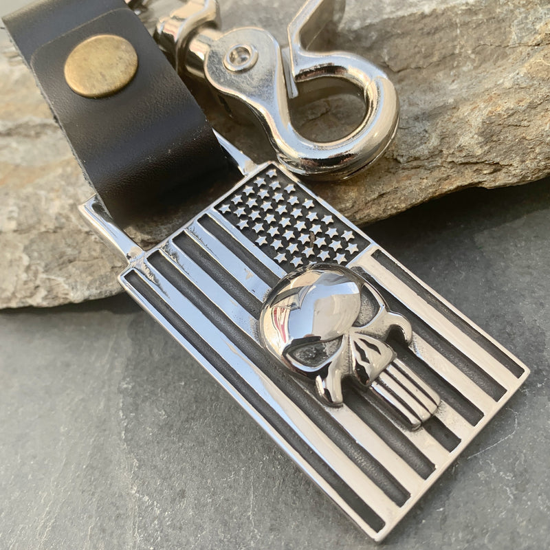 American Patriot Flag Keychain Key Chain Biker Jewelry Skull Jewelry Sanity Jewelry Stainless Steel jewelry