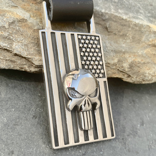 American Patriot Flag Keychain Key Chain Biker Jewelry Skull Jewelry Sanity Jewelry Stainless Steel jewelry