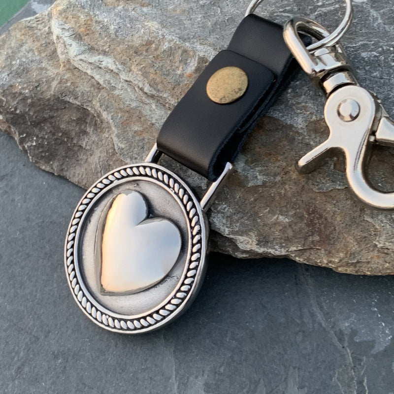 Heart Keychain Key Chain Biker Jewelry Skull Jewelry Sanity Jewelry Stainless Steel jewelry