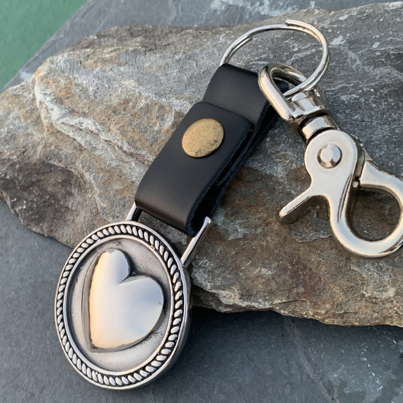 Heart Keychain Key Chain Biker Jewelry Skull Jewelry Sanity Jewelry Stainless Steel jewelry