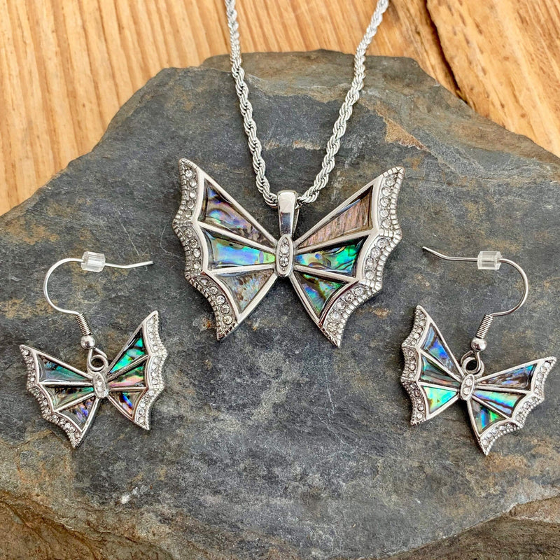 Abalone - Bat Wings Pendant & Chain SK2561 Biker Jewelry Skull Jewelry Sanity Jewelry Stainless Steel jewelry