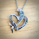 Abalone - Dolphin Heart Pendant & Chain SK2563 Biker Jewelry Skull Jewelry Sanity Jewelry Stainless Steel jewelry