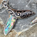 Abalone - Dolphin "Scrollwork" Pendant & Chain SK2582 Ladies Necklace Biker Jewelry Skull Jewelry Sanity Jewelry Stainless Steel jewelry