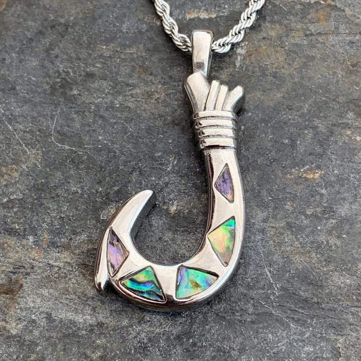 Sea Shell - Fishing Hook Pendant - Rope Necklace - SK2569