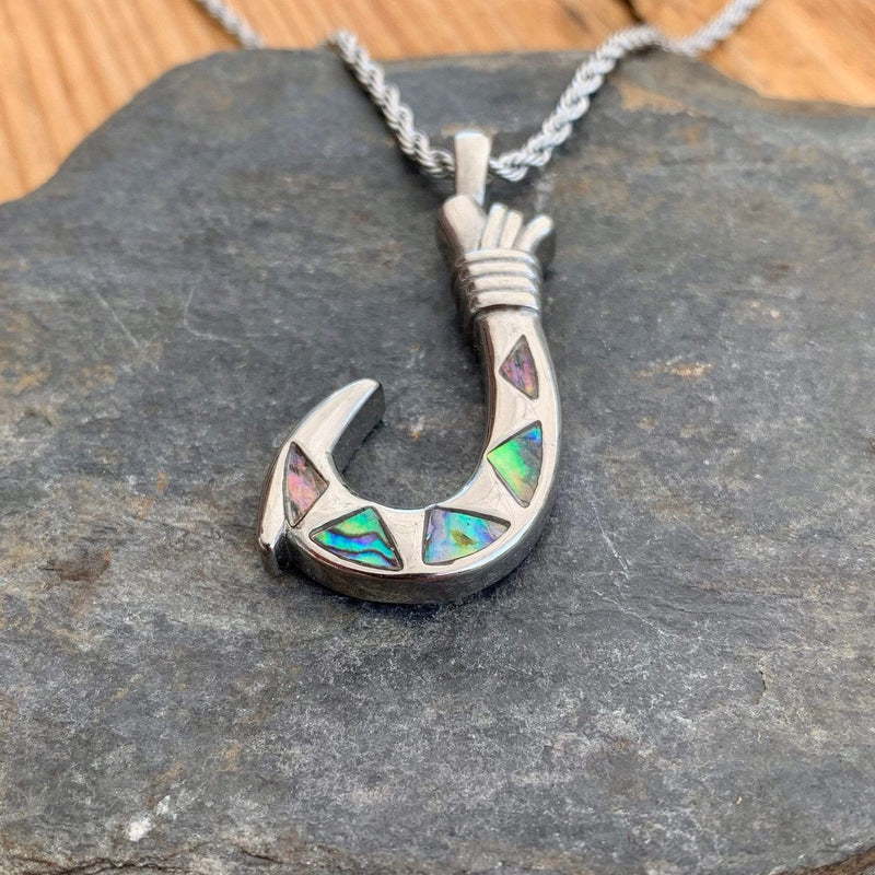Sea Shell - Fishing Hook Pendant - Rope Necklace Sea Shell - Fishing Hook Pendant - Rope Necklace