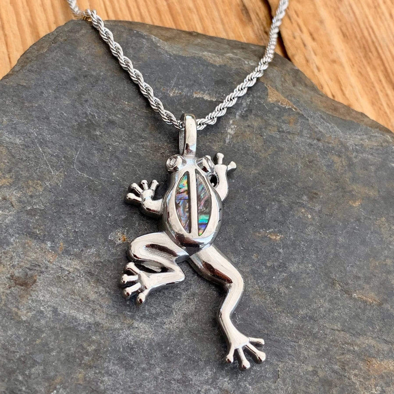 Abalone - Frog Pendant & Chain SK2566 Ladies Necklace Biker Jewelry Skull Jewelry Sanity Jewelry Stainless Steel jewelry