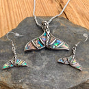 Abalone - Dolphin "Fish" Tail Pendant & Chain SK2577 Biker Jewelry Skull Jewelry Sanity Jewelry Stainless Steel jewelry