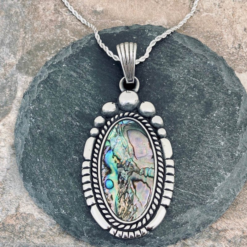 Sanity Jewelry Ladies Necklace Abalone Oval - The Queen -  Pendant with Classic Chain or Omega - PEN784