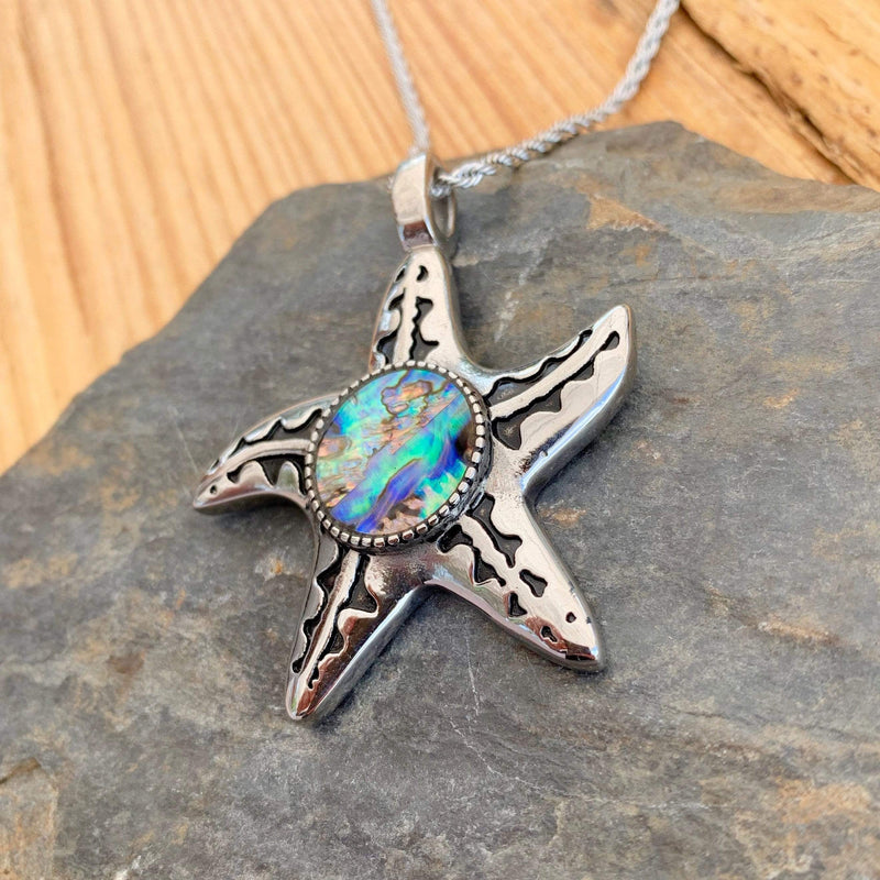 Abalone - Starfish Pendant & Chain SK2565 Biker Jewelry Skull Jewelry Sanity Jewelry Stainless Steel jewelry