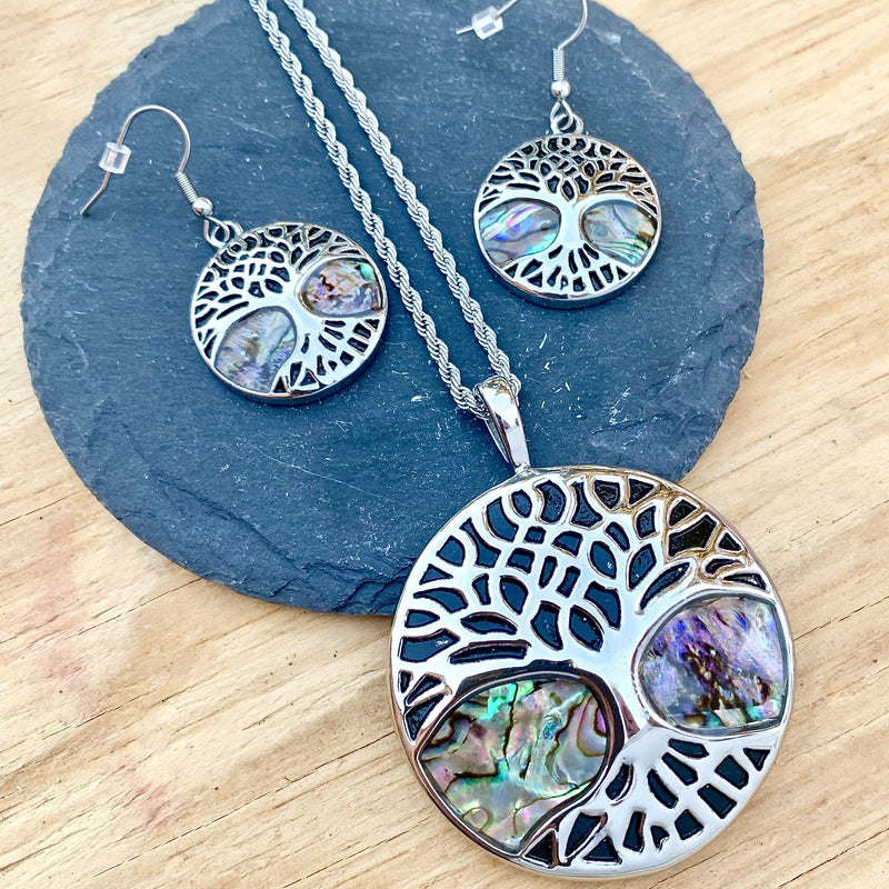 Abalone - Tree of Life Pendant & Chain SK2556 Ladies Necklace Biker Jewelry Skull Jewelry Sanity Jewelry Stainless Steel jewelry