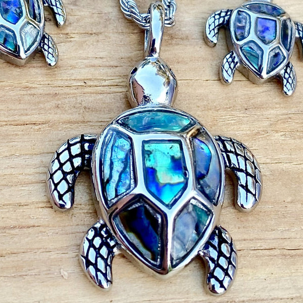 Abalone - Sea Turtle Pendant & Chain SK2579 Biker Jewelry Skull Jewelry Sanity Jewelry Stainless Steel jewelry