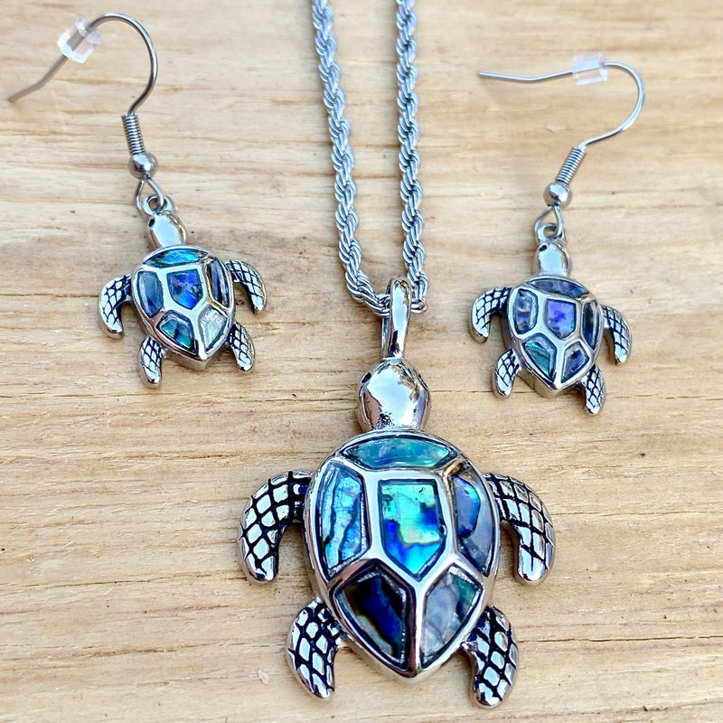 Abalone - Sea Turtle Pendant & Chain SK2579 Biker Jewelry Skull Jewelry Sanity Jewelry Stainless Steel jewelry
