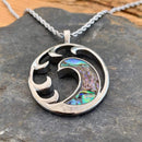 Abalone - Wave Pendant & Chain SK2562 Biker Jewelry Skull Jewelry Sanity Jewelry Stainless Steel jewelry