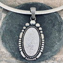 Sanity Jewelry Ladies Necklace "Crystal Oval" - Snow White - Pendant with Rope Chain or Omega - PEN783