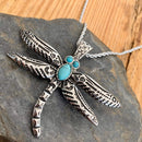 "Dragonfly Turquoise" with Rope Chain SK2530 Ladies Necklace Biker Jewelry Skull Jewelry Sanity Jewelry Stainless Steel jewelry