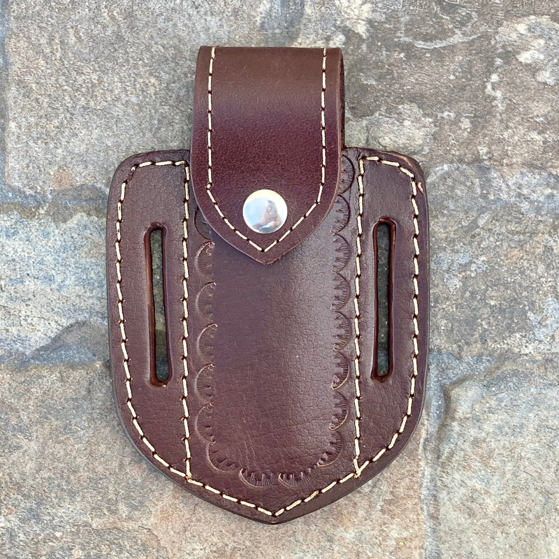 SANITY JEWELRY® Leather Folding Damascus - Brown Formed Holder - Leather Holder