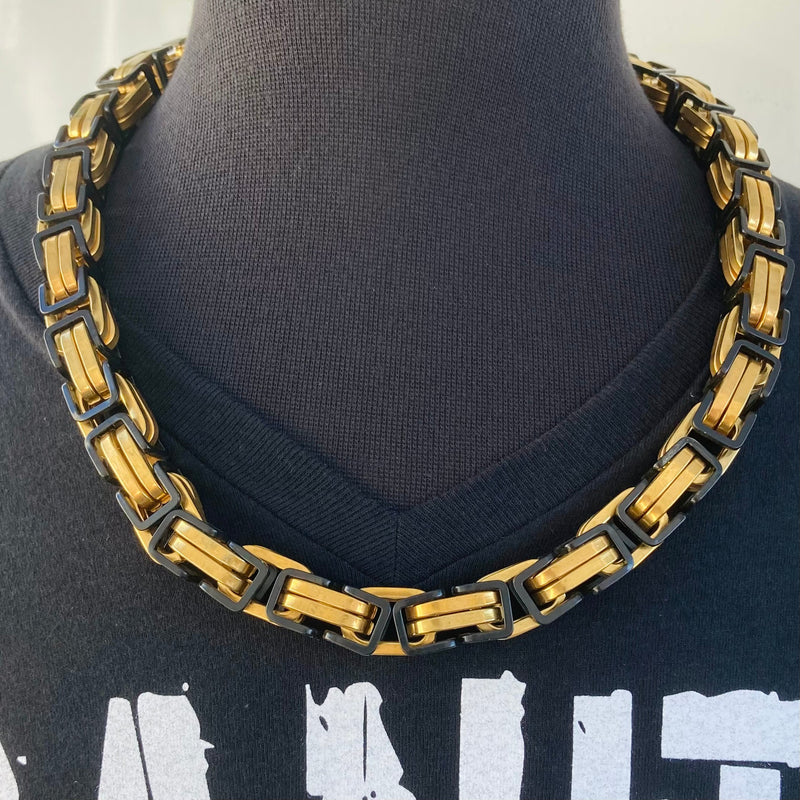 Sanity Jewelry Necklace 20 inches Necklace - Gold & Black - Daytona Beach Road King - 3/4 inch wide