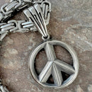 Sanity Jewelry Necklace 22” Black & Silver "Sanity's Combo" - Peace Sign Pendant & Necklace (781)