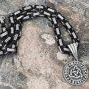 Sanity Jewelry Necklace 22” Black & Silver "Sanity's Combo" - Viking - Triknot Round Pendant & Necklace (789)