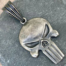 Sanity Jewelry Necklace 22 inches Black & Silver Stainless "Sanity's Combo" - Skull Galvanized Pendant & Necklace (466)