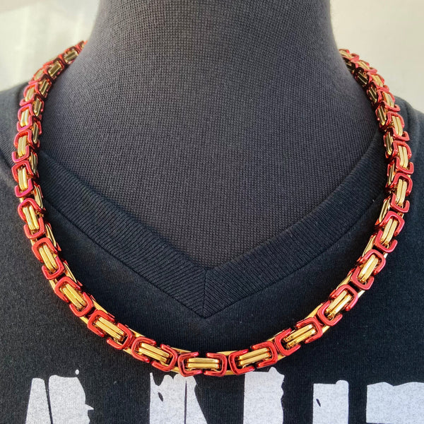 Sanity Jewelry Necklace 22 inches Necklace - Red & Gold - Daytona Beach Deluxe - 1/4 inch wide