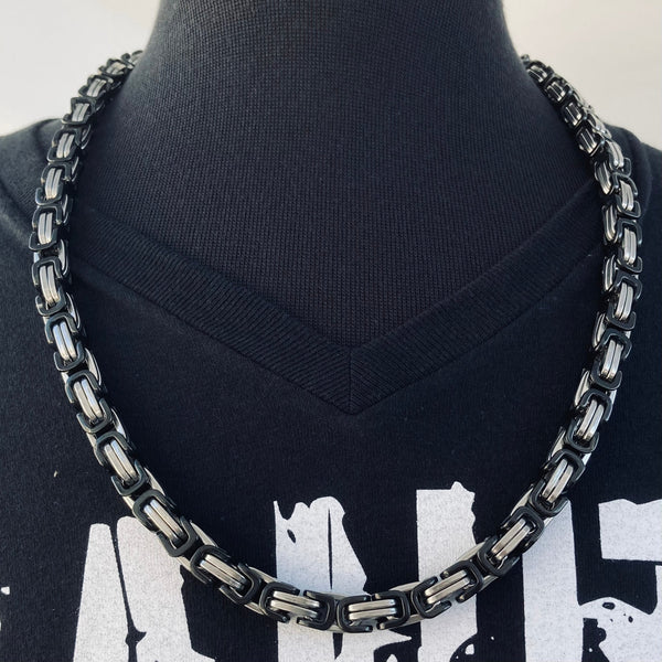 Sanity Jewelry Necklace 22 inches Necklace - Silver & Black - Daytona Beach Deluxe - 1/4 inch wide