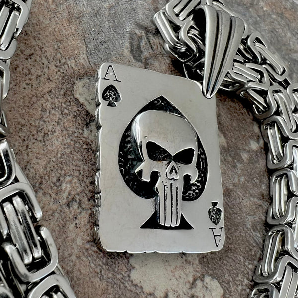 Sanity Jewelry Necklace 22” Silver "Sanity's Combo" - Ace of Spades Pendant & Necklace (279)