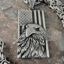 Sanity Jewelry Necklace 22” Silver "Sanity's Combo" - American Eagle with Flag Pendant & Necklace (282)