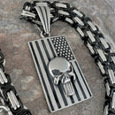 Sanity Jewelry Necklace 22” Silver "Sanity's Combo" - American Patriot Flag Pendant & Necklace (222)
