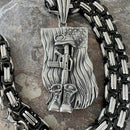 Sanity Jewelry Necklace 22” Silver "Sanity's Combo" - Soldiers Cross & American Flag Pendant & Necklace (285)