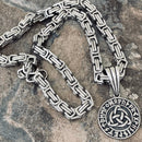 Sanity Jewelry Necklace 22” Silver "Sanity's Combo" - Viking - Triknot Round Pendant & Necklace (789)