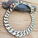 Bagger Necklace - Gold & Silver Stainless - 1" Wide- The Custom TT21N Necklace Biker Jewelry Skull Jewelry Sanity Jewelry Stainless Steel jewelry