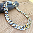 Bagger Necklace - Gold & Silver Stainless - 1" Wide- The Custom TT21N Necklace Biker Jewelry Skull Jewelry Sanity Jewelry Stainless Steel jewelry