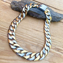 Bagger Necklace - Gold & Silver Stainless - 1" Wide- The Custom TT21N Necklace Biker Jewelry Skull Jewelry Sanity Jewelry Stainless Steel jewelry