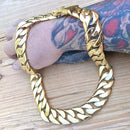 Bagger Necklace - Gold Stainless - 1" Wide- The Custom GO21N Necklace Biker Jewelry Skull Jewelry Sanity Jewelry Stainless Steel jewelry