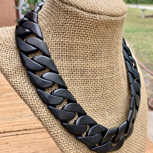 ● bygrey ● Necklace strap (white/black) Clover-Shaped Black Onyx & White Lab-Created Sapphire