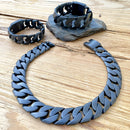 Bagger Necklace - Matte Black - 1" Wide- The Custom MB21N Necklace Biker Jewelry Skull Jewelry Sanity Jewelry Stainless Steel jewelry