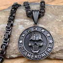 "Sanity's Combo" - 2nd Amendment - Black (296) & Daytona Beach Chain 1/4 inch wide Necklace Biker Jewelry Skull Jewelry Sanity Jewelry Stainless Steel jewelry