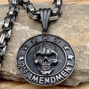 "Sanity's Combo" - 2nd Amendment - Black (296) & Daytona Beach Chain 1/4 inch wide Necklace Biker Jewelry Skull Jewelry Sanity Jewelry Stainless Steel jewelry