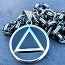 "Sanity's Combo" - AA Recovery (705) & Daytona Beach Chain 1/4 inch wide Necklace Biker Jewelry Skull Jewelry Sanity Jewelry Stainless Steel jewelry