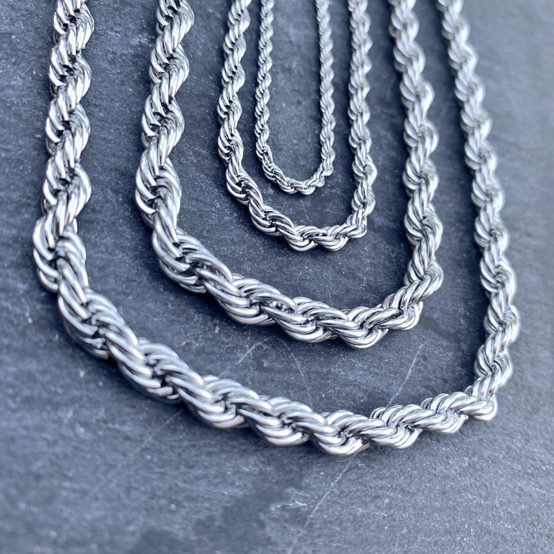 "Classic Rope Chain" - 2mm, 4mm, 6mm - 16-30 inch length! Necklace Biker Jewelry Skull Jewelry Sanity Jewelry Stainless Steel jewelry