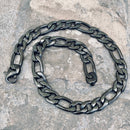 SANITY JEWELRY® Necklace - Figaro - Classic - Black Stainless - 1/2" Wide - FN04