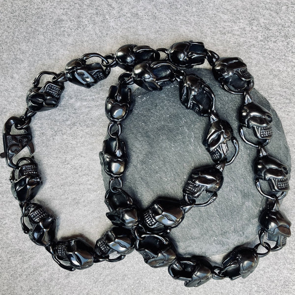 HellRide - Skull Necklace - Black Stainless Steel Necklace Biker Jewelry Skull Jewelry Sanity Jewelry Stainless Steel jewelry