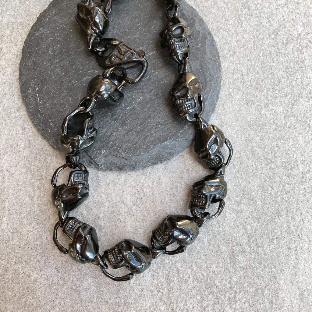 Skull Necklace | Galvanized Stainless Steel - HellRide | Sanity Jewelry