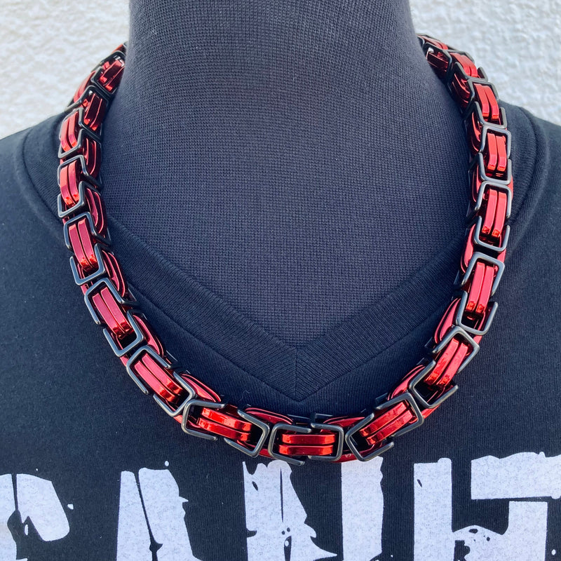 Sanity Jewelry Necklace Necklace - Black & Red Stainless - Daytona Beach CVO 1 inch wide